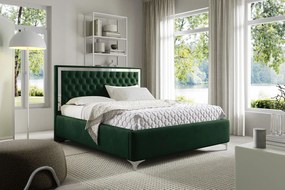 Ciemnozielone pikowane łóżko w stylu glamour H2-R59