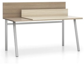 Biurko SINGLE LAYERS, blat przesuwny, z przegrodami, dąb naturalny/dąb bejcowany