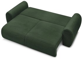 Ciemnozielona sztruksowa rozkładana sofa 257 cm Lucien – Bobochic Paris