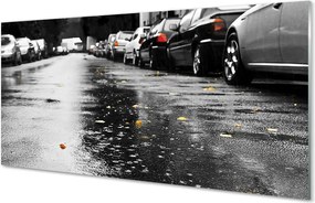 Panel szklany do Kuchni Samochody na Jesiennej Drodze