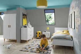 Biały zestaw mebli do pokoju dziecięcego z łóżkiem P7-A23