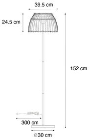 Zewnetrzna Wiejska lampa podłogowa czarna z bambusem i diodami LED - Kaiser Rustykalny / Vintage Oswietlenie zewnetrzne