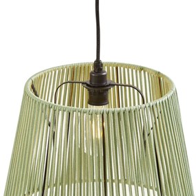 Zewnetrzna Zewnętrzna lampa wisząca czarna z zielonymi kloszami z liny 3-źródła światła IP44 - Cava JaylaJapandi Oswietlenie zewnetrzne