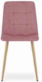 Krzesło KARA - różowy aksamit / nogi kolor drewna x 3