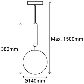 Czarna lampa wisząca SULION Musa, wys. 150 cm
