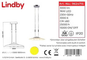 Lindby - Regulowany LED żyrandol na linkach AMIDALA LED/36W/230V