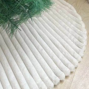 Dywanik biały prążkowany pod choinkę 78cm