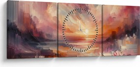 Obraz - Malowane zorze (z zegarem) (90x30 cm)