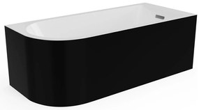 Wanna narożna - 201 l - 150 x 75 x 58 cm - Czarny z połyskiem - Prawostronna - ANIKA