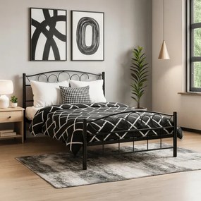 Łóżko Metalowe Jednoosobowe 120x200 cm ze Stelażem GRIFFIN Metalowe Czarne Loft