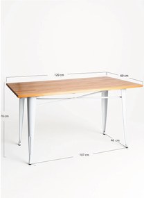 Prostoktny stó z naturalnego drewna Torix 120 x 60 cm