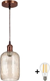 BRILAGI - LED żyrandol na przewodzie R GLASS 1xE27/60W/230V śr. 14 cm miedziany/przydymiony brąz