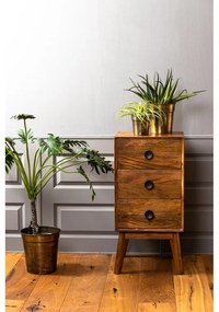 Brązowa wysoka komoda z litego drewna 40x80 cm Espita – Light &amp; Living