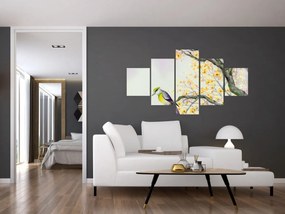 Obraz - Akwarelowy ptaszek na drzewie (125x70 cm)