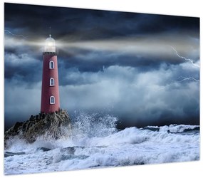 Obraz - Latarnia morska na klifie (70x50 cm)