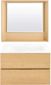 SoBuy Wisząca Szafka Łazienkowa z Umywalką, Lustrem i Półką Biała