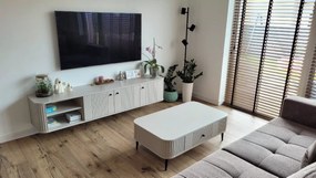 Szafka RTV wisząca Vesper 3D 187 cm - kaszmir / złote uchwyty