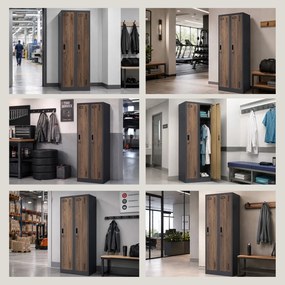 Szafa BHP wąska 60x50x180 cm Eco Design Kacper 2, antracyt/orzech