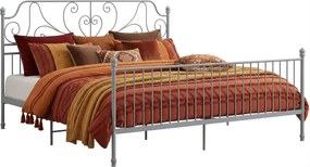 Szare metalowe łóżko dwuosobowe 160x200 cm P9-W32