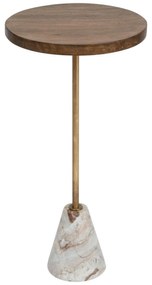 Stolik kawowy marmur i drewno, Ø 35,5 cm