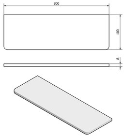 SAPHO 23484 półka 80 x 10 x 0,8 cm,  szkło przezroczyste