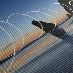 Obraz - plaża o zachodzie słońca (z zegarem) (90x30 cm)