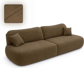 Sofa AVERIO Rozkładana Dwuosobowa Brązowa Boucle Nowoczesna
