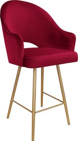 Hoker Velvet krzesło barowe tkanina Welur podstawa metalowa : Kolor nogi - Złota stożek, Kolor tkaniny - VELVET - MG31, Typ siedziska - Siedzisko stałe