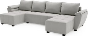 Rozkładana sofa narożna w kształcie U LIVARO 305x140 cm, jasnoszara