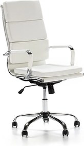 Fotel biurowy z regulacją kąta oparcia Morgan, biały, skóra ekologiczna