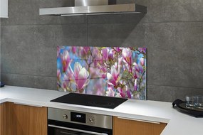Szklany Panel Drzewa Magnolii w Rozkwicie