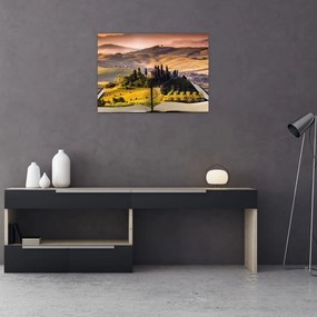 Obraz na szkle - krajobraz w książce (70x50 cm)