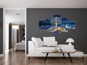 Obraz jelenia w pełni księżyca (125x70 cm)