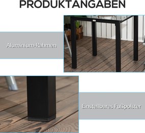 Outsunny Stolik ogrodowy Stolik Outdoor, Stolik do salonu zewnętrznego, odporny na warunki atmosferyczne, 80 x 80 x 74 cm, Czarny