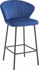 Stołek kuchenny Valora GATTA w kolorze granatowym z aksamitnymi, czarnymi nogami