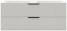 Szafka łazienkowa wisząca  prążkowana - Kolor beżowy - 120 cm - DALIKO