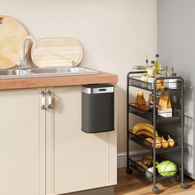 HOMCOM Kosz na śmieci, stal nierdzewna, kuchenny kosz z pokrywą pozostającą otwartą, wyjmowany wkład, 21,5x19,5x30 cm, czarny