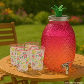 4-częściowy zestaw szklanek Flowers &amp; Fruits510 ml, różowy