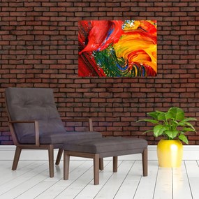 Obraz na szkle - Niebieska abstrakcja za pomocą pędzla (70x50 cm)