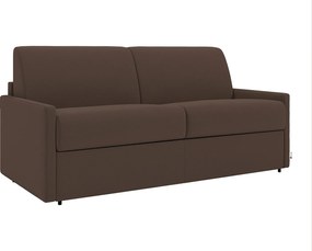 Kanapa 2-osobowa rozkładana typu express z brązowej tkaniny z siedziskiem z pianki z pamięcią kształtu - Pow. spania 120 cm - Materac 22 cm z pianki i z siedziskiem z pianki z pamięcią kształtu CALIFE