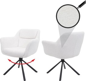 Krzesło do jadalni MCW-K33 (zestaw 2 sztuk),  bouclé-biały