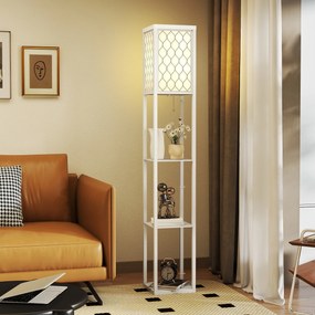 HOMCOM Lampa stojąca z półką, 3 półki, kompaktowe wymiary, MDF, biały | Aosom PL