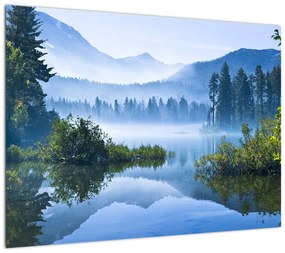 Obraz na szkle górskiego jeziora (70x50 cm)