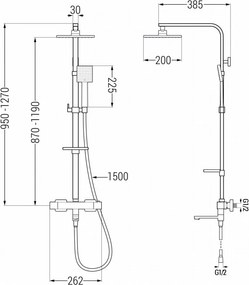 Mexen CQ45 zestaw wannowo-prysznicowy z deszczownicą i baterią termostatyczną, czarny - 779104595-70