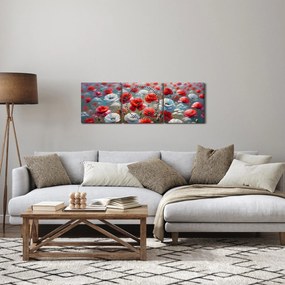 Obraz - Pole maków (z zegarem) (90x30 cm)