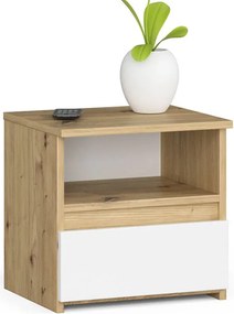 Szafka Nocna W Stylu Skandynawskim Dąb Artisan + Biały B6-E11