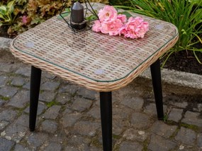 Kwadratowy stolik ogrodowy z okrągłego technorattanu APERTO