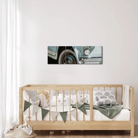 Obraz - Fiat retro samochód (z zegarem) (90x30 cm)