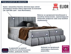 Szare łóżko kontynentalne z zagłókiem 5 rozmiarów N9-G78