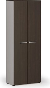 Szafa biurowa z drzwiami PRIMO GRAY, 800 x 420 x 2128 mm, szary/wenge